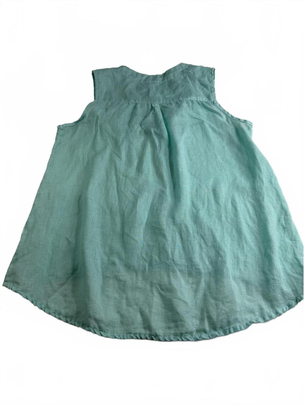 CP SHADES 100% Linen tourquise sleeveless high low top - Picture 2 of 6